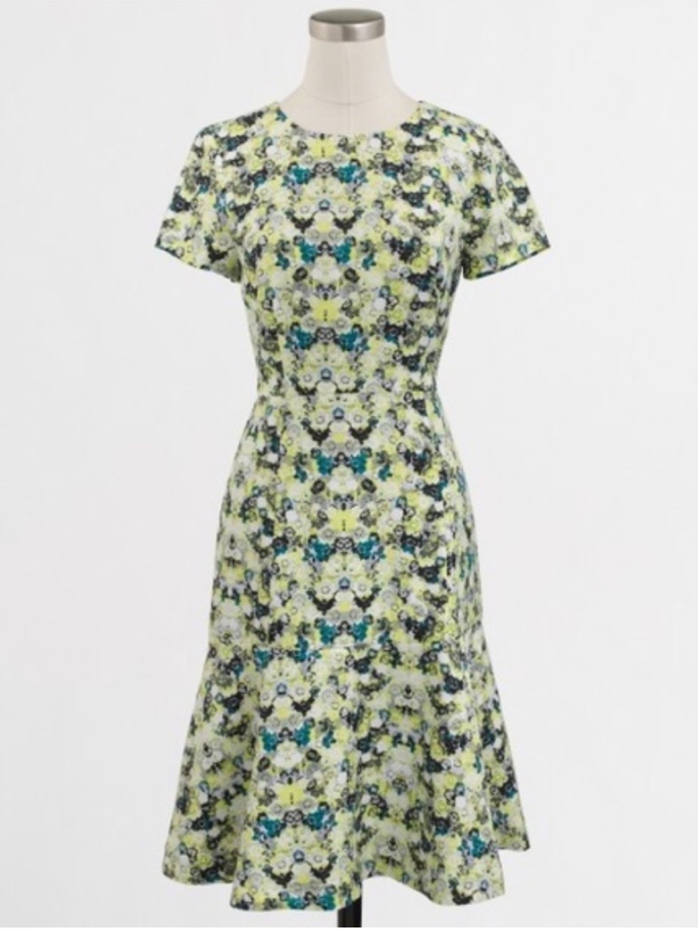 I. Crew yellow black floral dress 0
